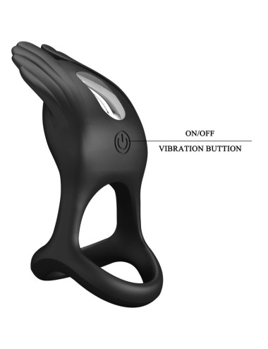 PRETTY LOVE - ANELLO PER PENE VIBRANTE 7 VIBRAZIONI IN SILICONE NERO