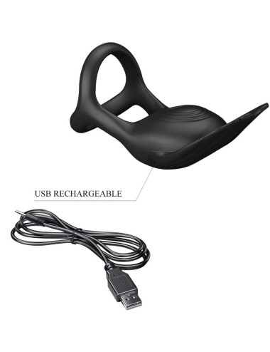 PRETTY LOVE - ANELLO PER PENE VIBRANTE 7 VIBRAZIONI IN SILICONE NERO