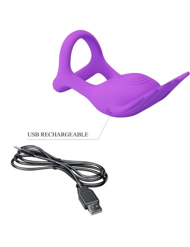 PRETTY LOVE - ANELLO PER PENE VIBRANTE 7 VIBRAZIONI IN SILICONE VIOLA