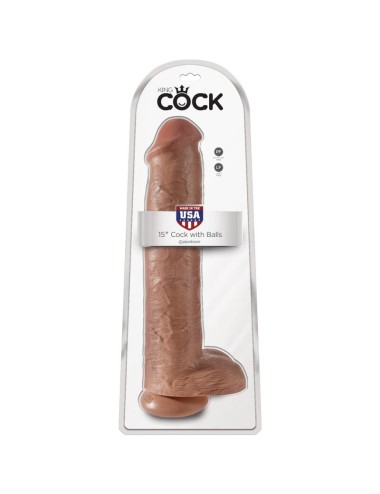 KING COCK - PENE REALISTICO CON SFERE 34.2 CM CARAMEL