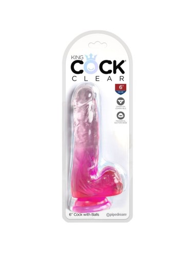 KING COCK - CLEAR PENE REALISTICO CON SFERE 13.5 CM ROSA