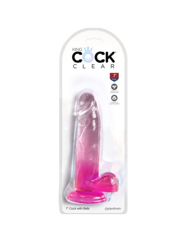 KING COCK - CLEAR PENE REALISTICO CON SFERE 15.2 CM ROSA