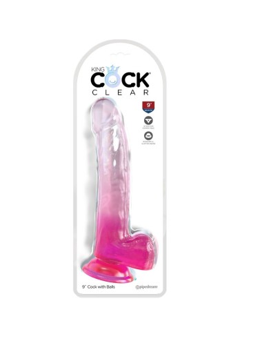 KING COCK - CLEAR DILDO CON TESTICOLI 20.3 CM ROSA