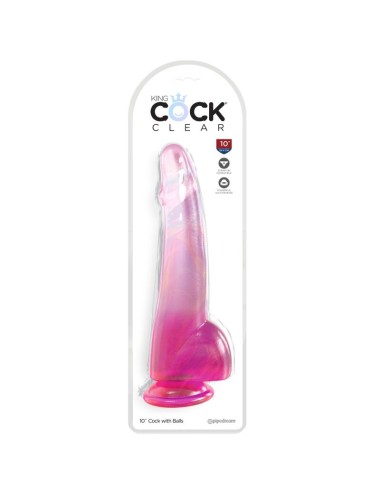 KING COCK - CLEAR DILDO CON TESTICOLI 19 CM ROSA