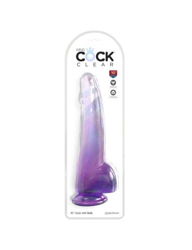 KING COCK - CLEAR DILDO CON TESTICOLI 19 CM VIOLA