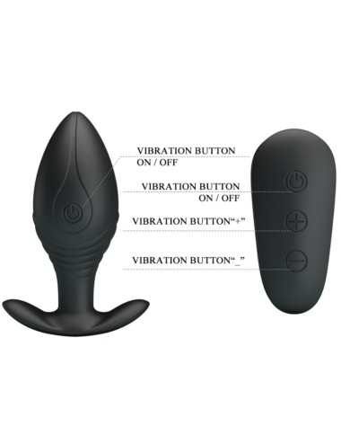 PRETTY LOVE - VIBRATORE RICARICABILE PLUG ANALE REGINA NERO