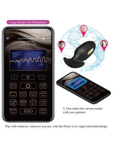 PRETTY LOVE - PLUG ANALE CONTROLLATO DA APP JEFFERSON NERO