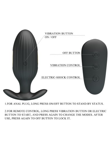 PRETTY LOVE - VIBRATORE ANALE RICARICABILE KELLY PLUG NERO
