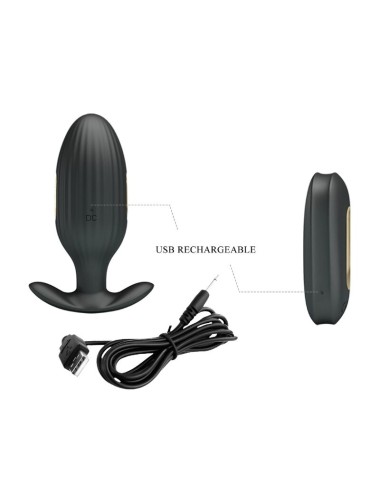 PRETTY LOVE - VIBRATORE ANALE RICARICABILE KELLY PLUG NERO