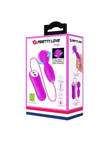 PRETTY LOVE - MASSAGGIATORE VEGA A ROTAZIONE E VIBRAZIONE 12 FUNZIONI FUCSIA