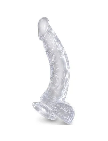 KING COCK - CLEAR PENE CURVO REALISTICO CON SFERE 16.5 CM TRASPARENTE