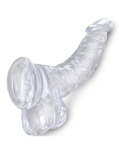 KING COCK - CLEAR PENE CURVO REALISTICO CON SFERE 16.5 CM TRASPARENTE