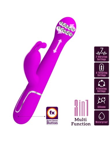 PRETTY LOVE - VIBRATORE DEJON RABBIT 3 IN 1 VIOLA MULTIFUNZIONE