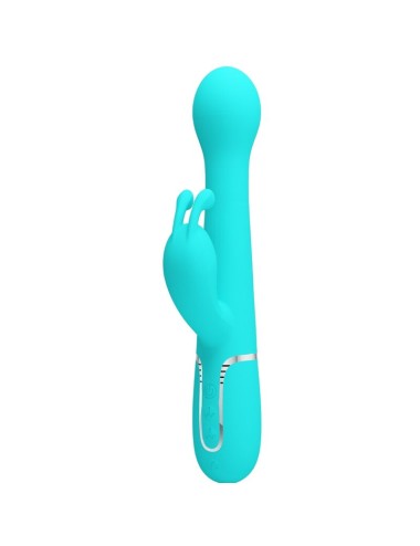 PRETTY LOVE - VIBRATORE DEJON RABBIT 3 IN 1 MULTIFUNZIONE VERDE ACQUA