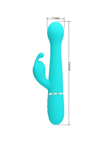 PRETTY LOVE - VIBRATORE DEJON RABBIT 3 IN 1 MULTIFUNZIONE VERDE ACQUA