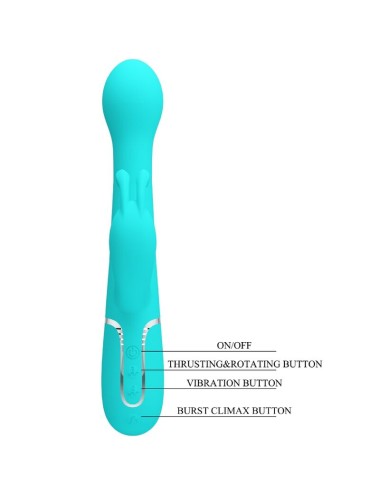 PRETTY LOVE - VIBRATORE DEJON RABBIT 3 IN 1 MULTIFUNZIONE VERDE ACQUA