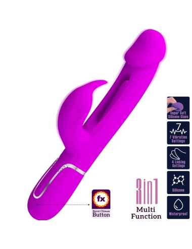 PRETTY LOVE - VIBRATORE DEJON RABBIT 3 IN 1 MULTIFUNZIONE VERDE ACQUA