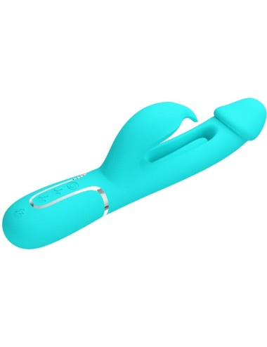 PRETTY LOVE - VIBRATORE DEJON RABBIT 3 IN 1 MULTIFUNZIONE VERDE ACQUA