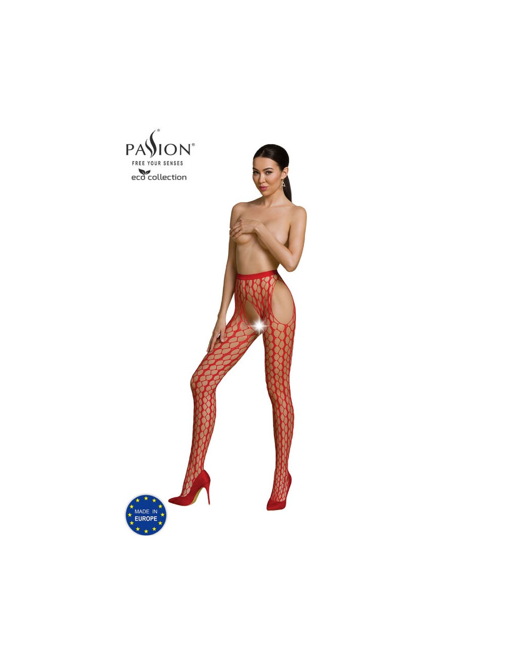 PASSION - COLLEZIONE ECO BODYSTOCKING ECO S007 ROSSO
