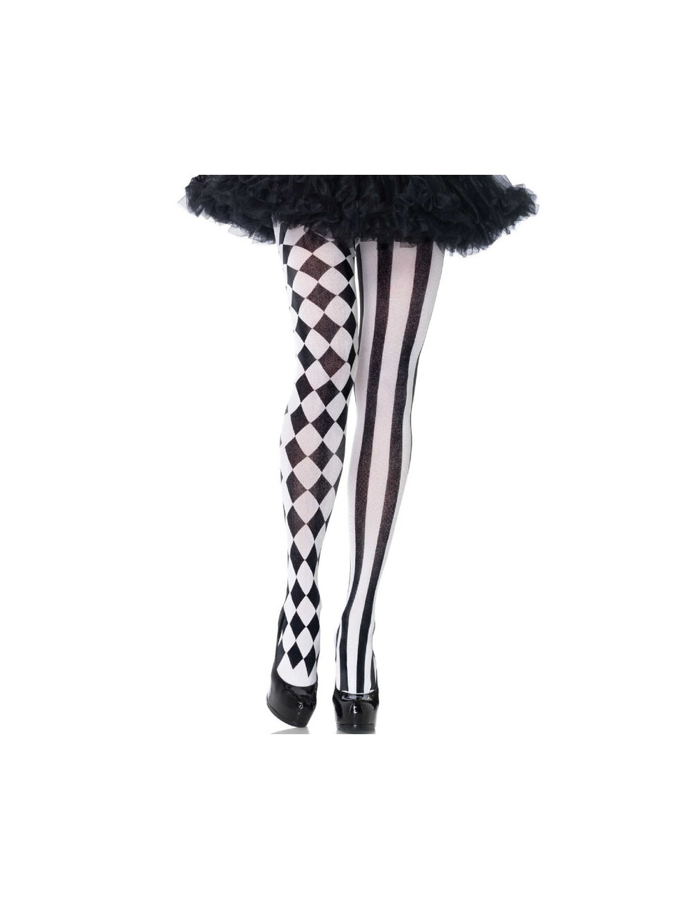 LEG AVENUE - COLLANT ARLECCHINO NERO/BIANCO