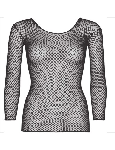 LEG AVENUE - T-SHIRT A RETE MANICHE LUNGHE NERA