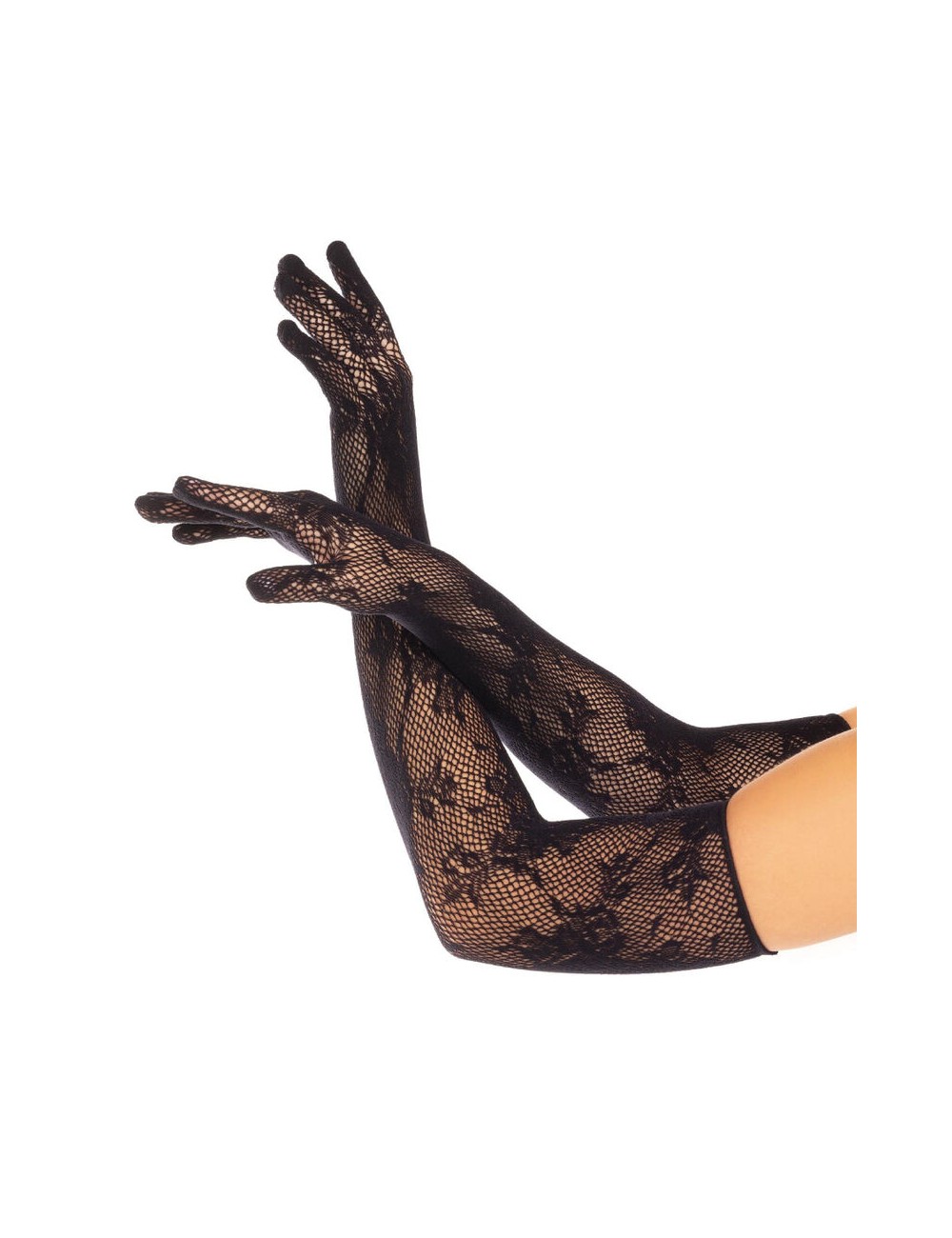 LEG AVENUE - GUANTI FLOREALI ROSSI NERI