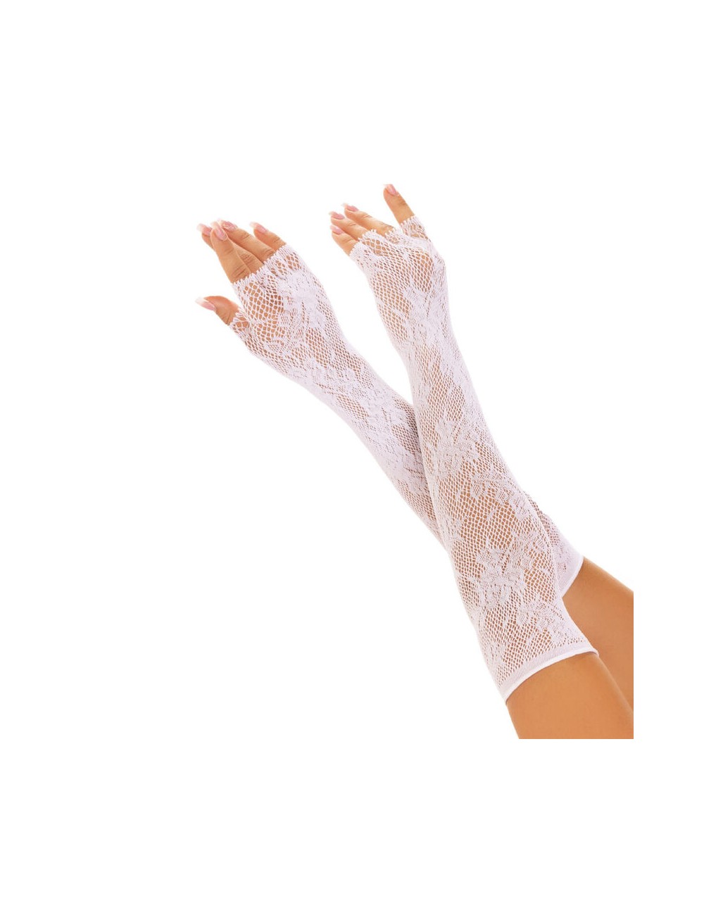 LEG AVENUE - GUANTI SENZA DITA IN RETE FLOREALE BIANCO LEG AVENUE - GUANTI SENZA DITA IN RETE FLOREALE BIANCO