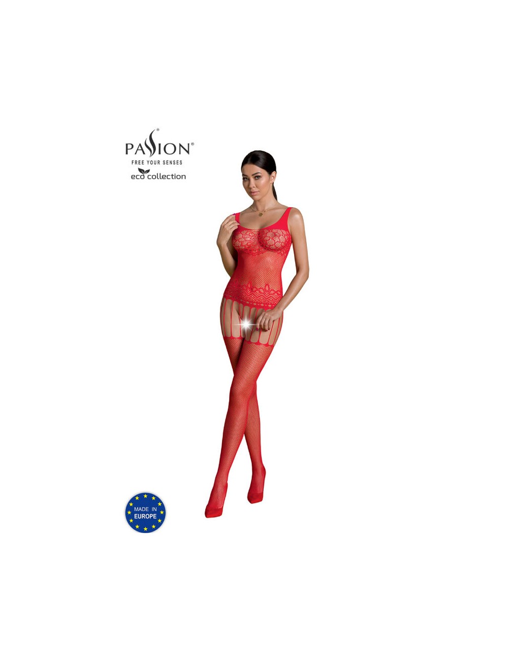 PASSION - COLLEZIONE ECO BODYSTOCKING ECO BS001 ROSSO