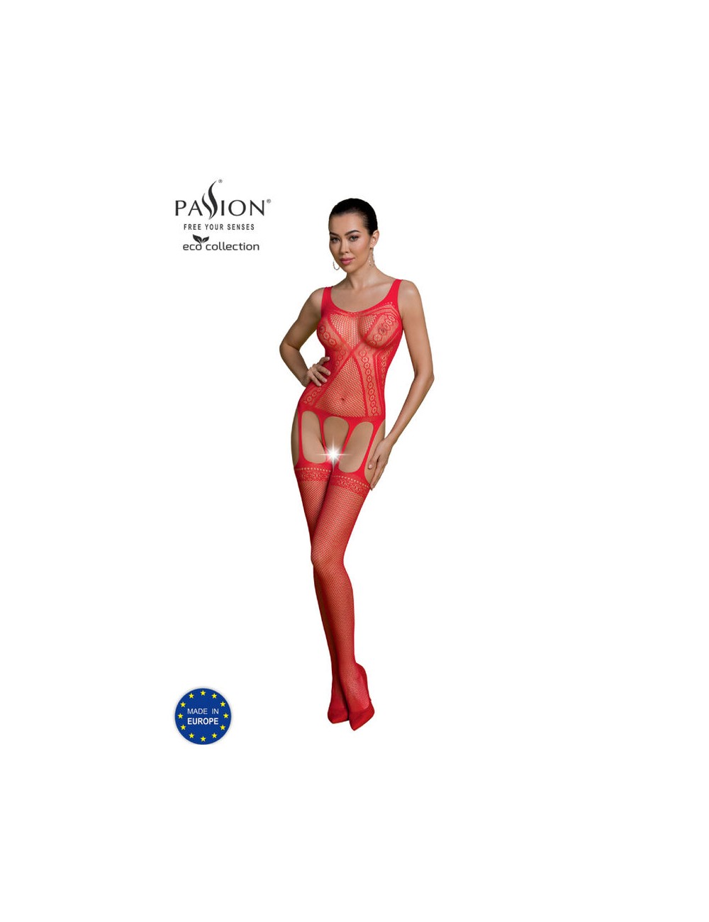 PASSION - COLLEZIONE ECO BODYSTOCKING ECO BS007 ROSSO