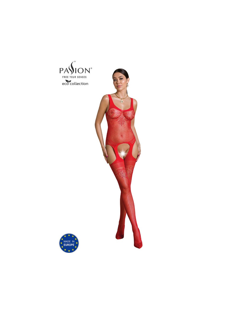 PASSION - COLLEZIONE ECO BODYSTOCKING ECO BS008 ROSSO