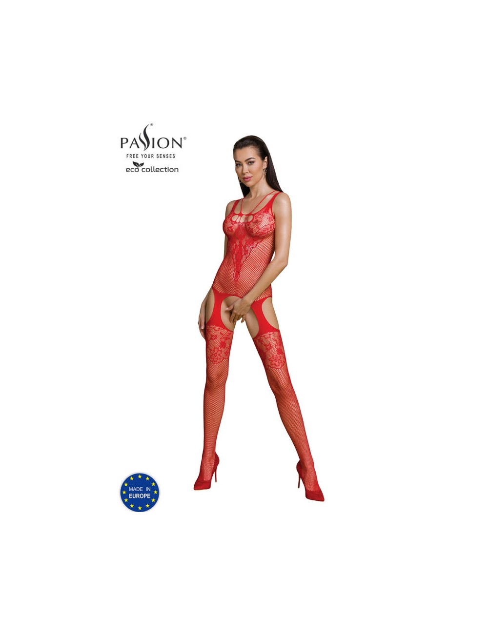 PASSION - COLLEZIONE ECO BODYSTOCKING ECO BS011 ROSSO