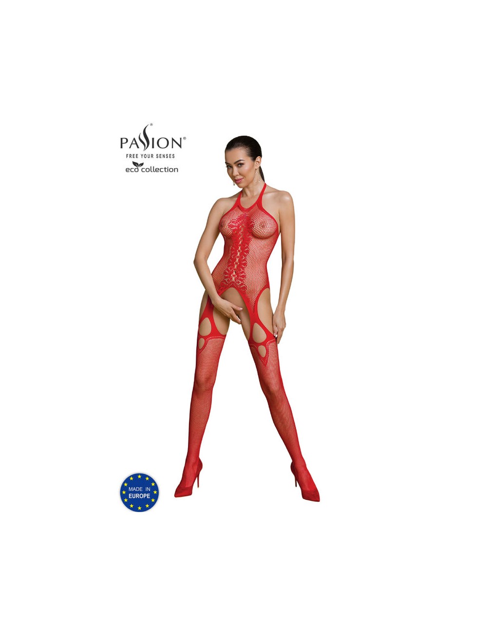 PASSION - COLLEZIONE ECO BODYSTOCKING ECO BS013 ROSSO