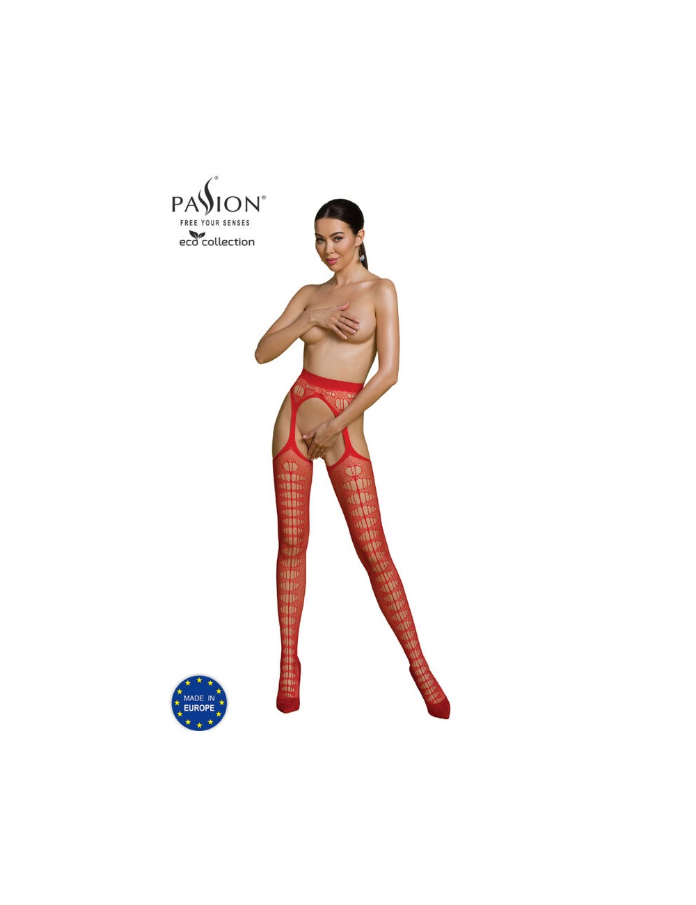 PASSION - COLLEZIONE ECO BODYSTOCKING ECO S008 ROSSO