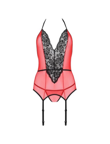 PASSION - CORSETTO PEONIA LINEA EROTICA ROSSO S/M