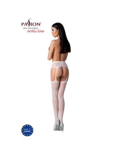 PASSION - S028 CALZE BIANCHE CON GIARRETTIERA TAGLIA UNICA