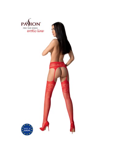 PASSION - S029 CALZE ROSSE CON GIARRETTIERA TAGLIA UNICA