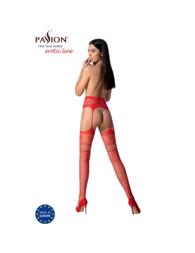 PASSION - S030 CALZE ROSSE CON GIARRETTIERA TAGLIA UNICA