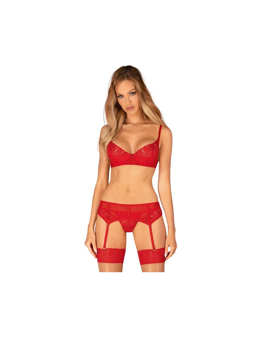 OBSESSIVE - INGRIDIA SET TRE PEZZI ROSSO XS/S OBSESSIVE - INGRIDIA SET TRE PEZZI ROSSO XS/S