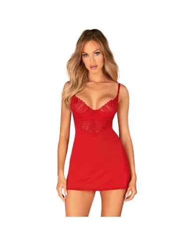 OBSESSIVE - INGRIDIA CHEMISE & TANGA ROSSO XS/S