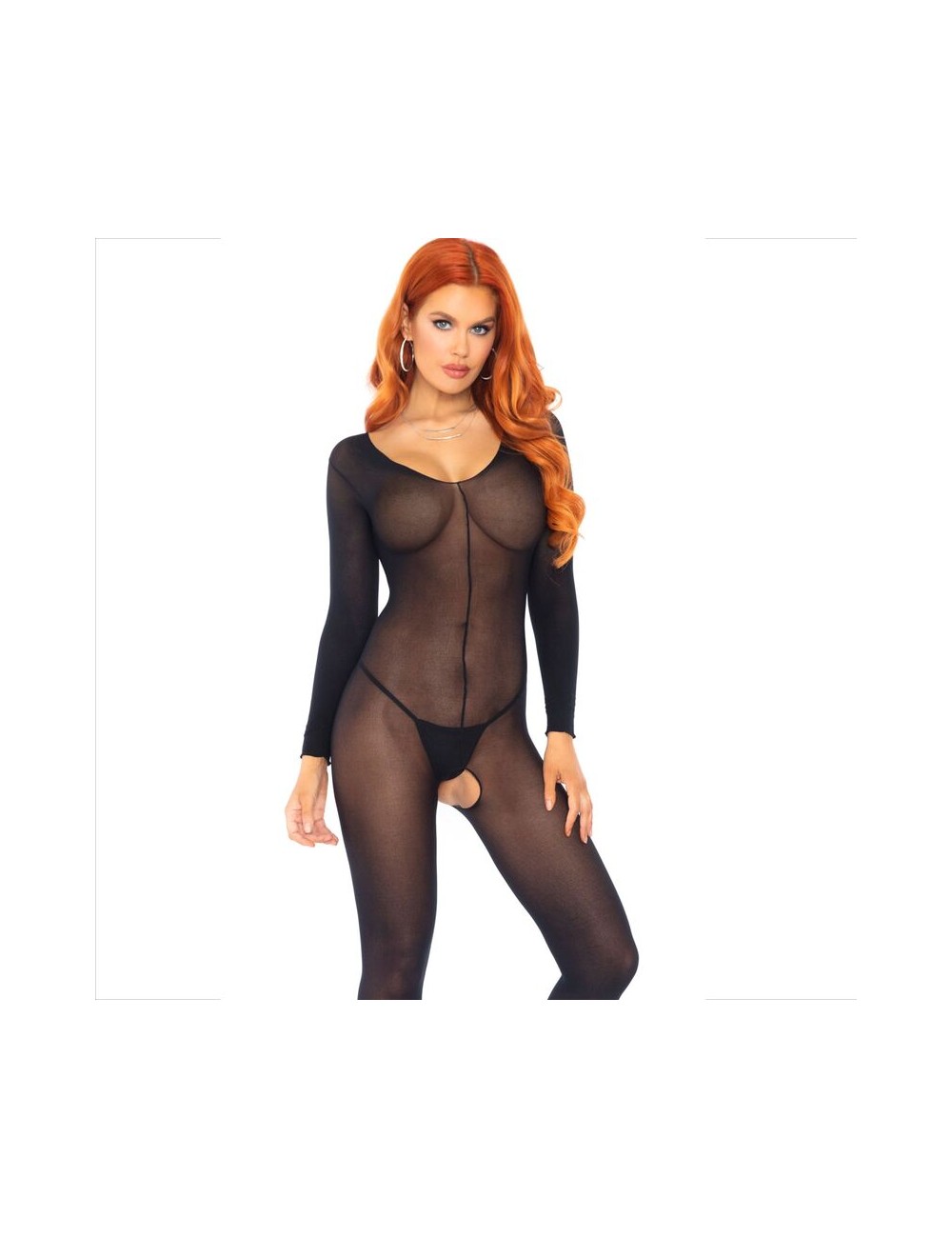 LEG AVENUE - BODYSTOCKING MANICA LUNGA NERO LEG AVENUE - BODYSTOCKING MANICA LUNGA NERO