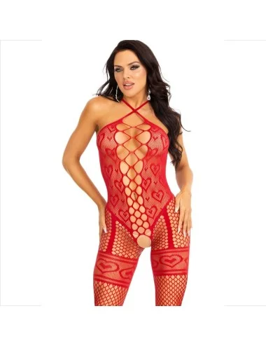 LEG AVENUE - BODYSTOCKING CAVEZZA COLLO ROSSO CUORI ROSSI