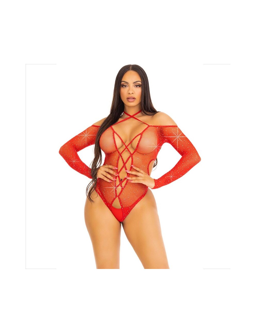 LEG AVENUE - BODY CROTHLESS CON ROSSO LUCIDO