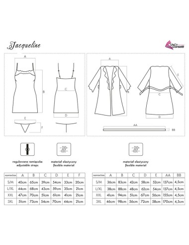 LIVCO CORSETTI FASHION - JACQUELINE LC 90249 VESTAGLIA + CAMICIA + PANTY NERO S/M