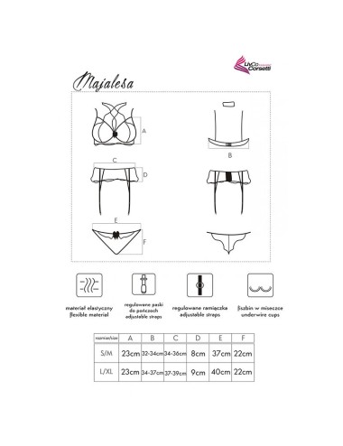 LIVCO CORSETTI FASHION - MAJALESA LC 90526 REGGISENO + REGGISENO + SLIP NERO L/XL