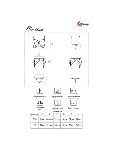 LIVCO CORSETTI FASHION - MORIDAM LC 90552 REGGISENO + REGGISENO + SLIP NEGRO