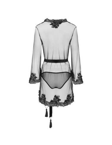 LIVCO CORSETTI FASHION - HERINA LC XG056 VESTAGLIA + SLIP NERO TAGLIA UNICA