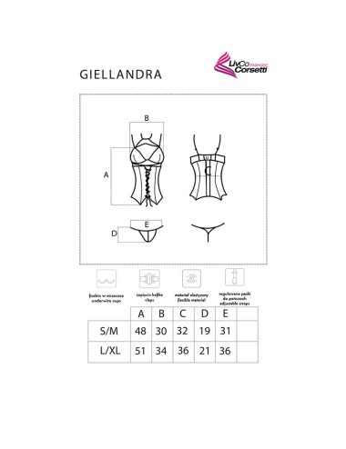 LIVCO CORSETTI FASHION - GIELLANDRA FOR THE SENSES COLLEZIONE CORSETTO + PANTY NERO L/XL