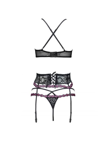 LIVCO CORSETTI FASHION - SNEHANA LC 90443 REGGISENO + REGGISENO + SLIP NERO L/XL