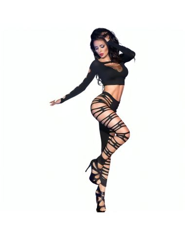 CHILIROSE - CR 3654 TOP E LEGGINS NERO S/M