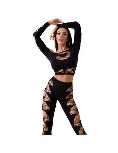 CHILIROSE - CR 4436 TOP E LEGGINS NERO S/L